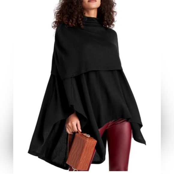STYLEWE Elegant Black High Neck Poncho Size Medium NWT - Picture 7 of 7